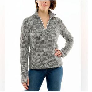 Lucy Herringbone Chevron Pattern 1/4 Zip Pullover Athleisure Active Wear XS